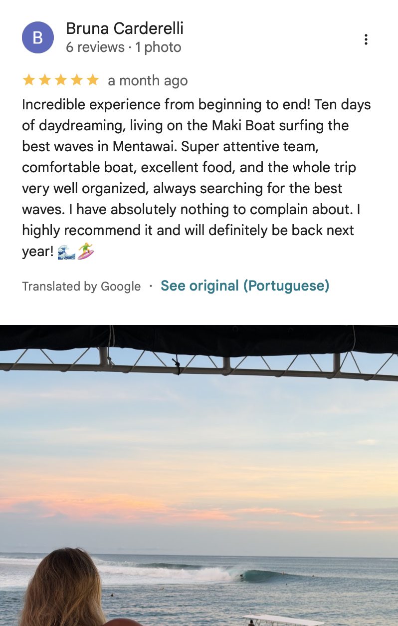 5-star Google review from Bruna Carderelli